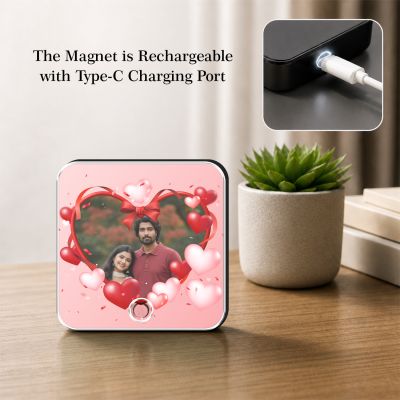 Personalized Musical Fridge Magnet Photo Frame Plaque with Rechargeable Custom Song Frame with Photo Unique Anniversary & Birthday Gift for Husband & Wife Memorable Gift